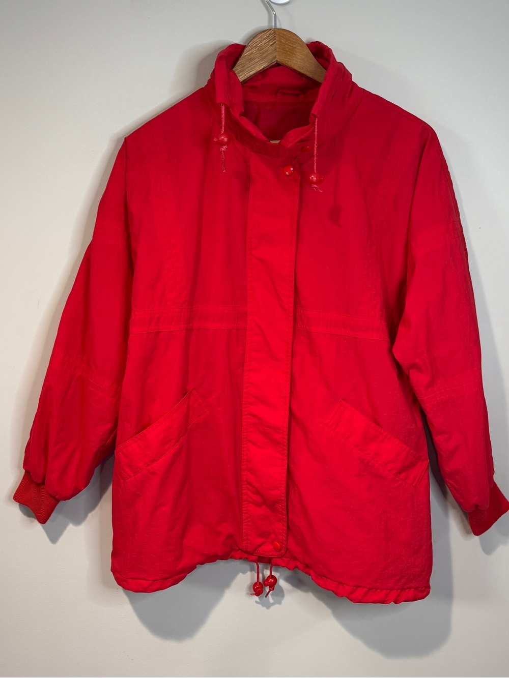 Eddie Bauer Vintage Womens Red Nylon Anorak Parka Jacket 90's Gorpcore Outdoor M
